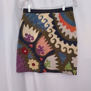 Anthropologie Colorful Patterned A-Line Skirt